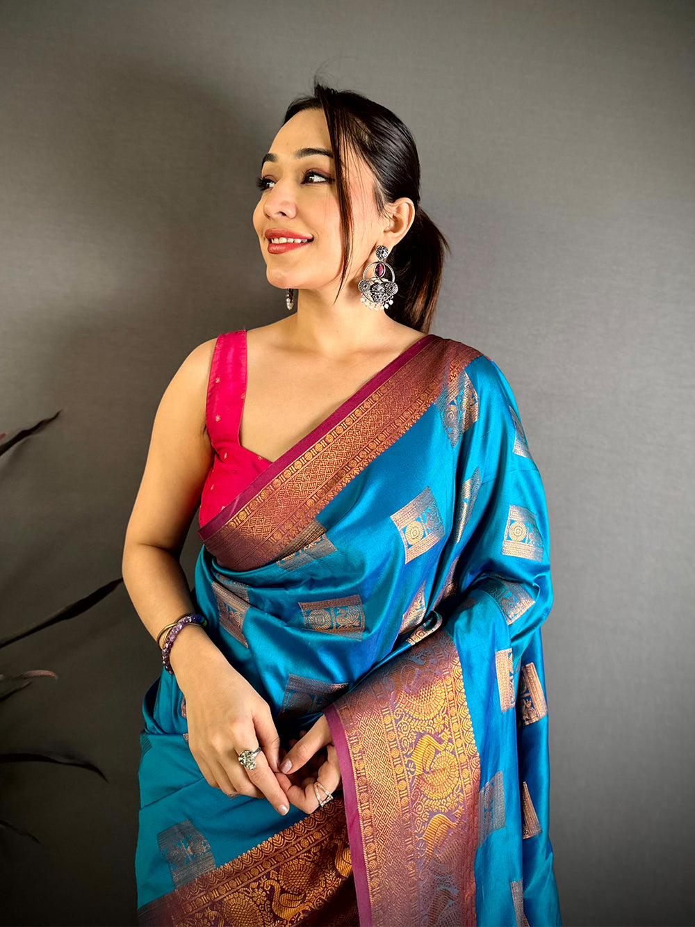 Regal Copper Zari Banarasi Katan Silk Saree