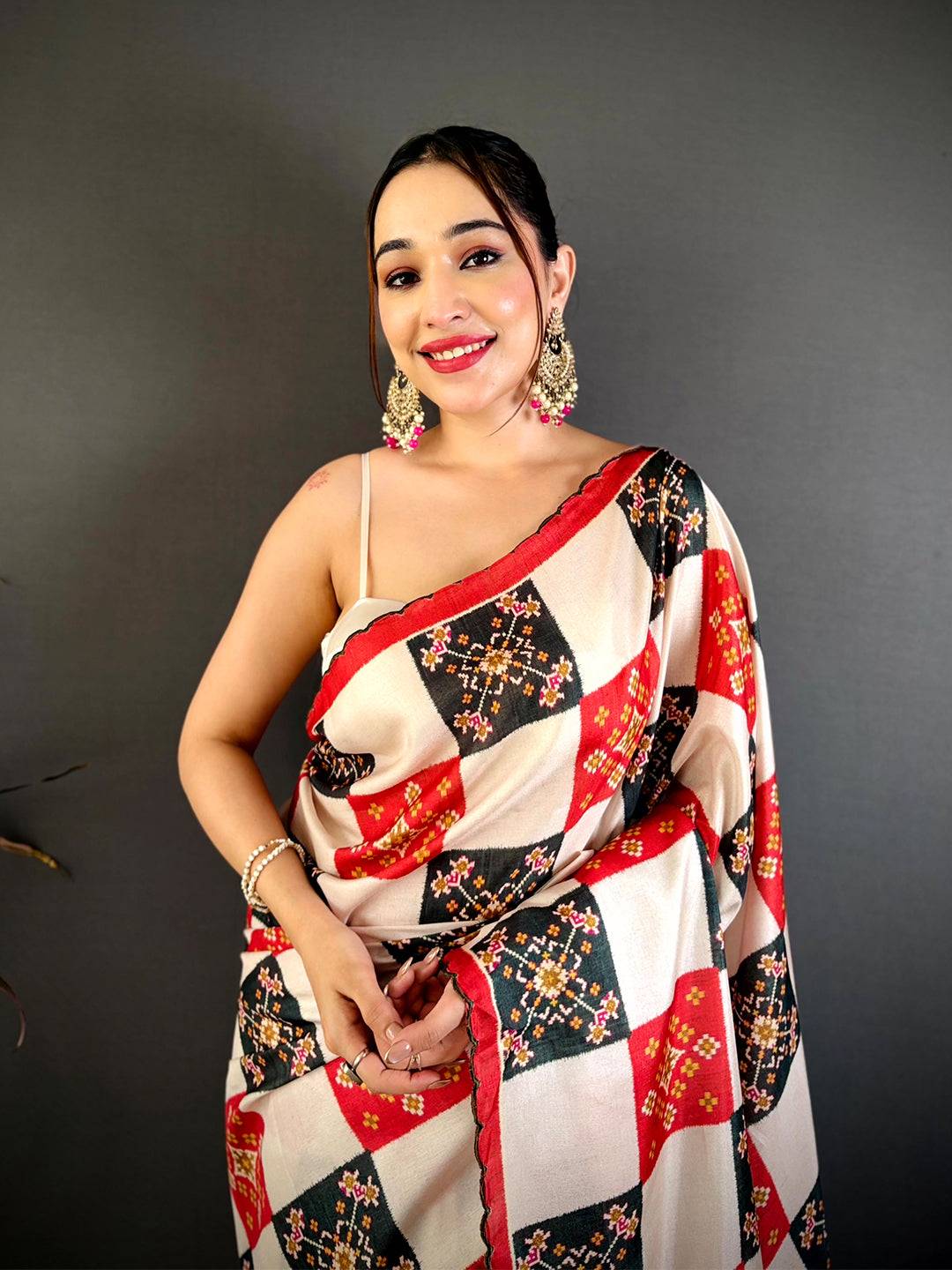 Regal Multi Box Ikkat Print Tussar Saree