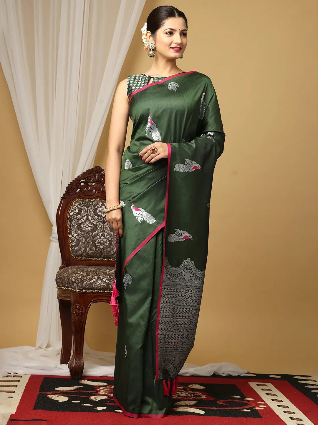  Pure Banarasi Katan Silk Kanchi Zari Weaving Saree