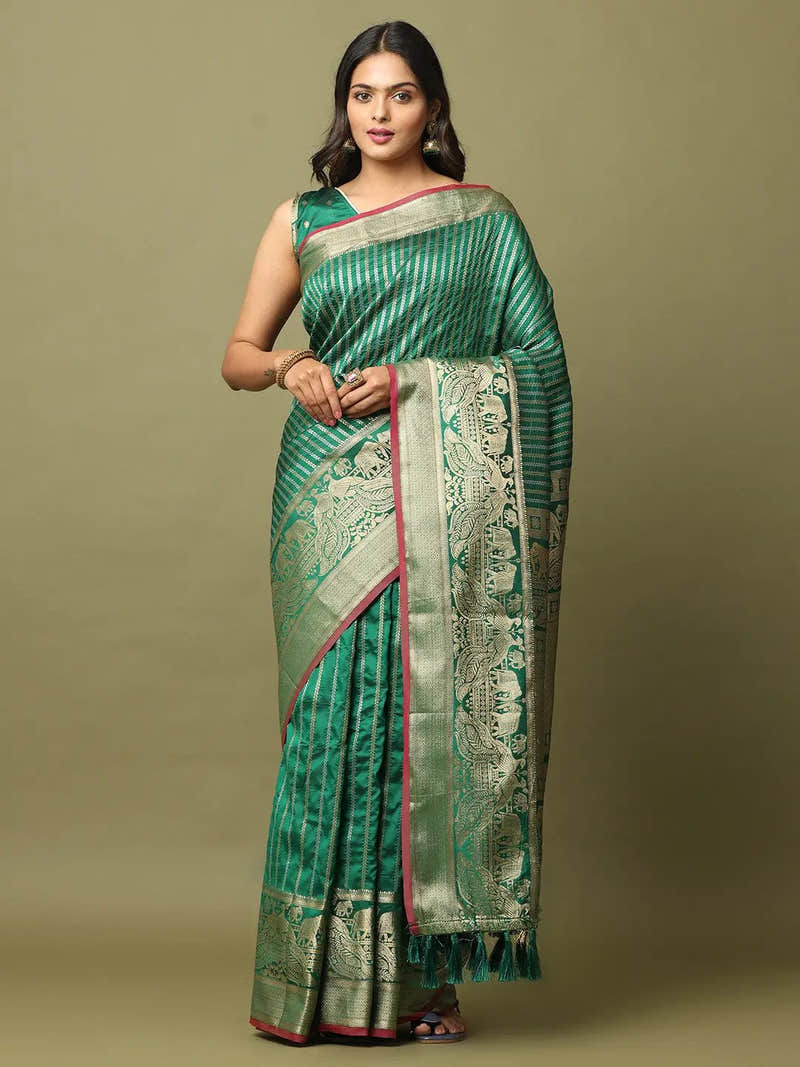 Soft Silk Woven Design Zari Kanchi Blend Banarasi Saree