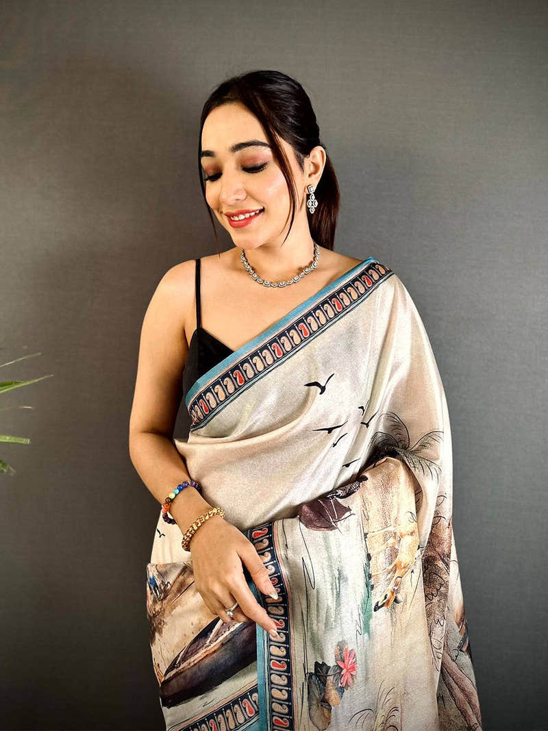 Radiant Free-Hand Semi Tussar Saree