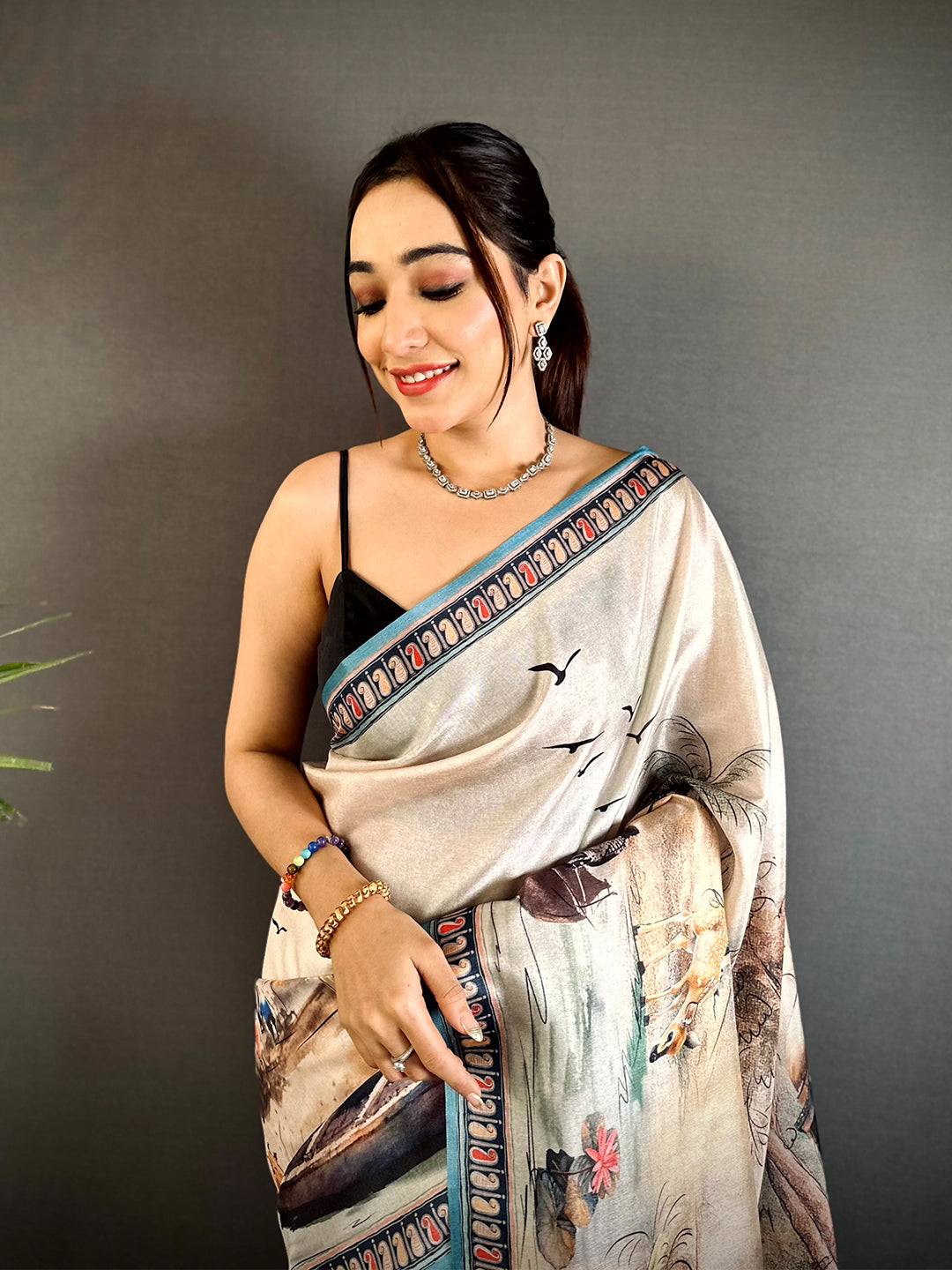 
Radiant Free-Hand Semi Tussar Saree
