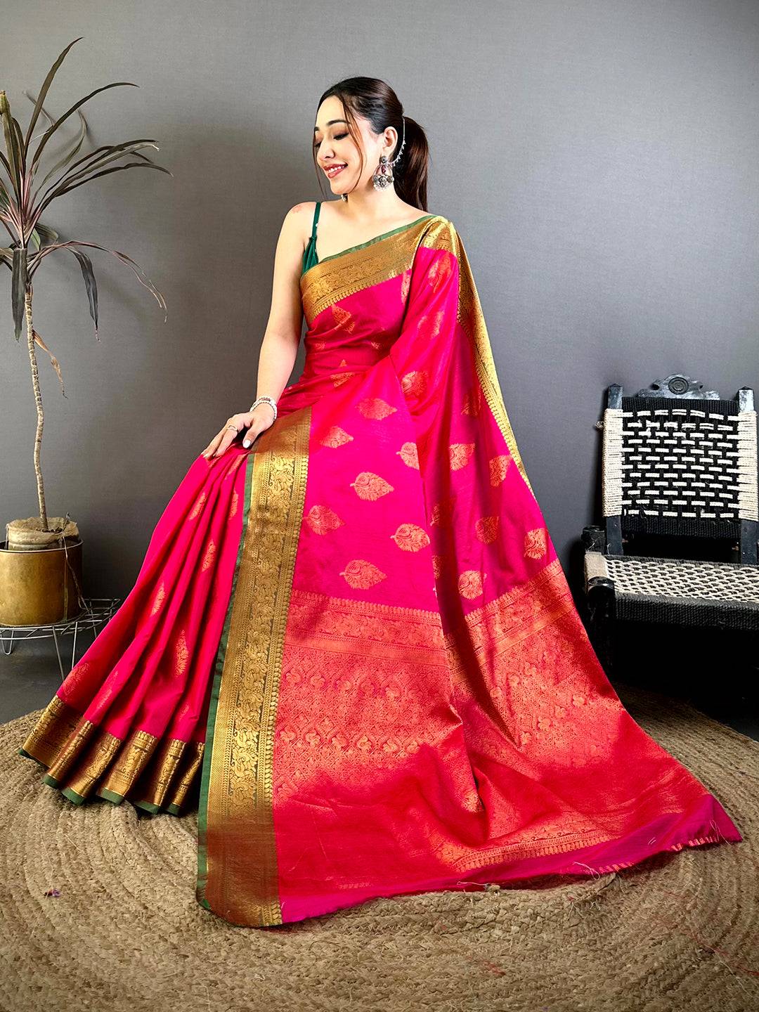 Royal Katan Tussar Feel Zari Border Saree