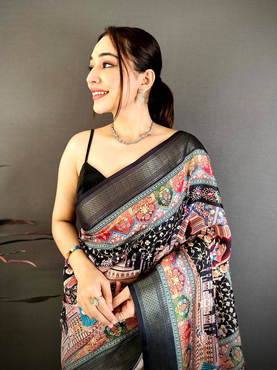 Royal Pashmina Print Tussar Ghichaa Saree