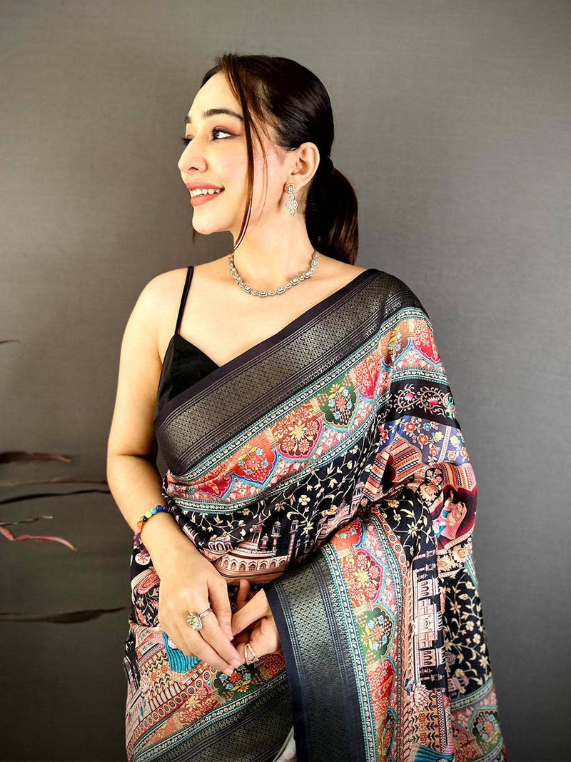 Royal Pashmina Print Tussar Ghichaa Saree