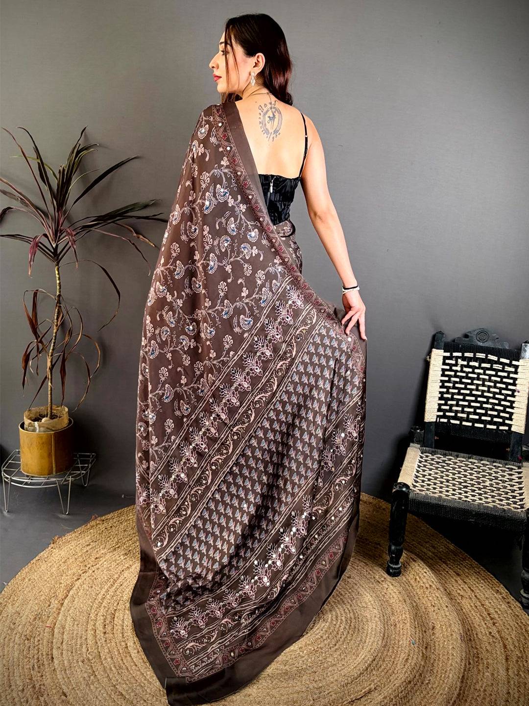 Artisan Soft Georgette Mirror Work Saree