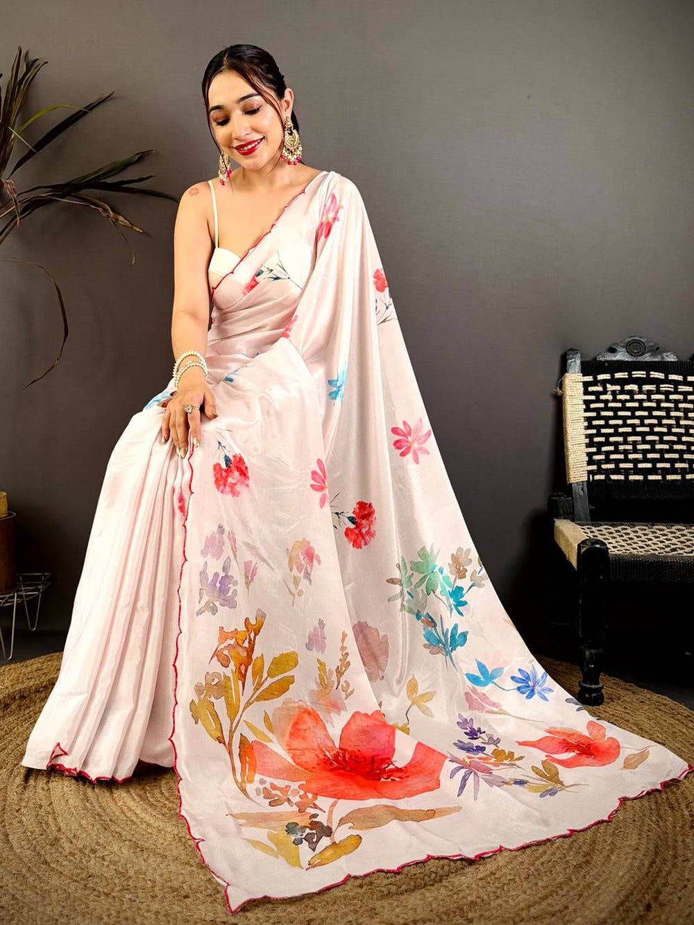 Radiant Soft Chiffon Resham Cutwork Saree