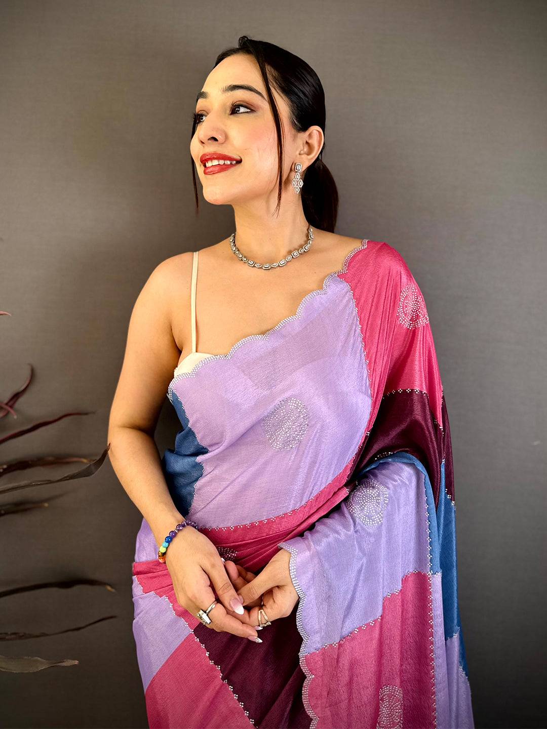 Classic Multi Colour Printed Chinnon Chiffon Saree