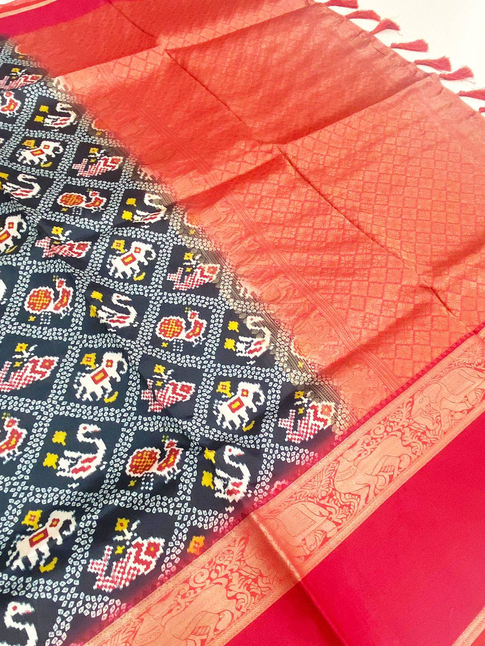 Vibrant Navy Blue Banarasi Kalamkari Silk Saree