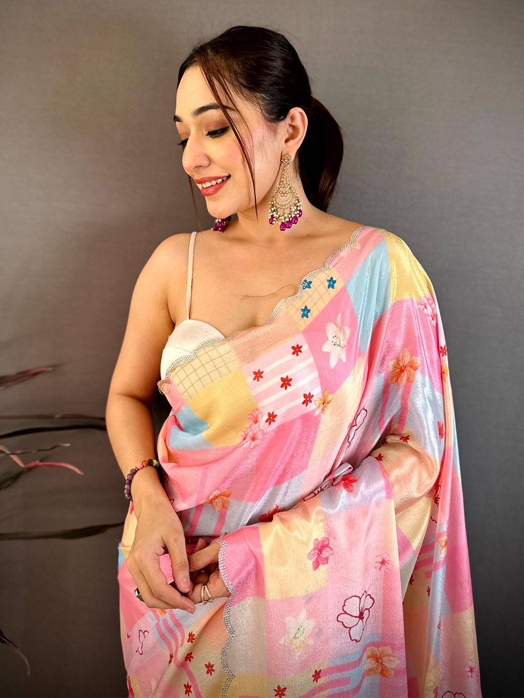 Crystal Soft Chiffon Stone Work Saree

