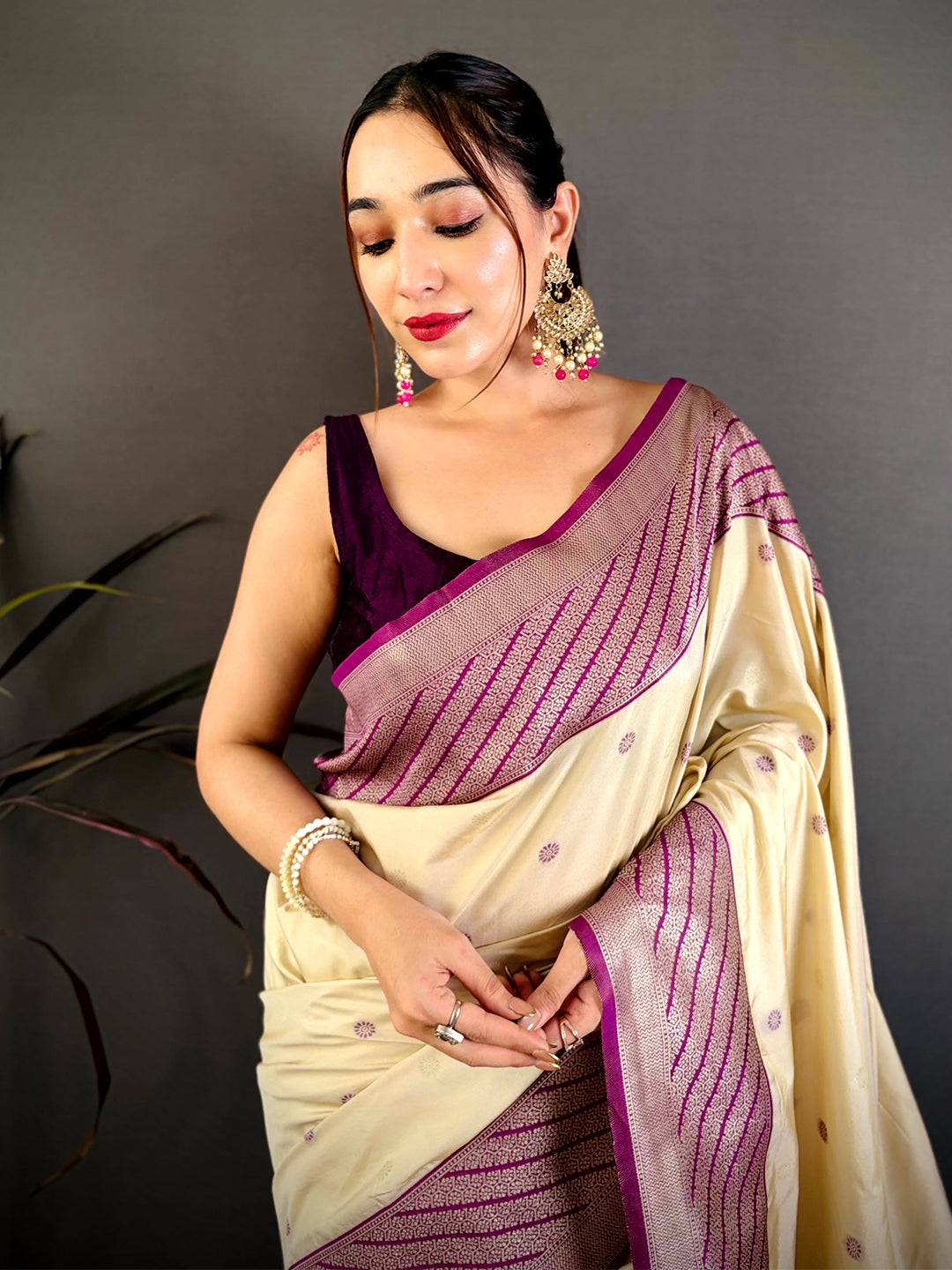 Classic Striped Soft Silk Zari Weave Saree