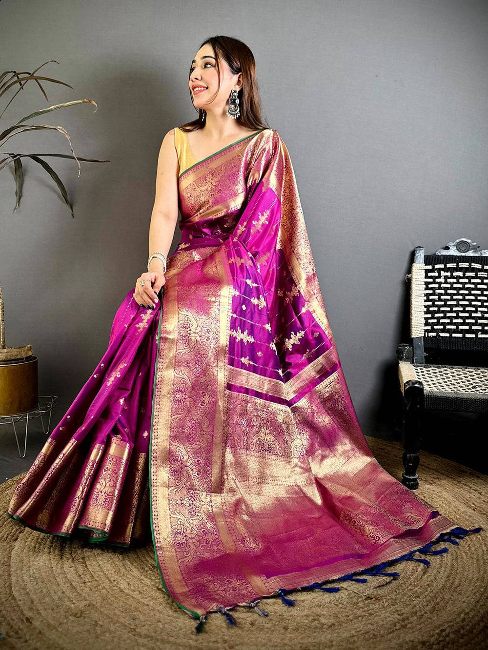 Classic Banarasi Katan Big Zari Border Saree