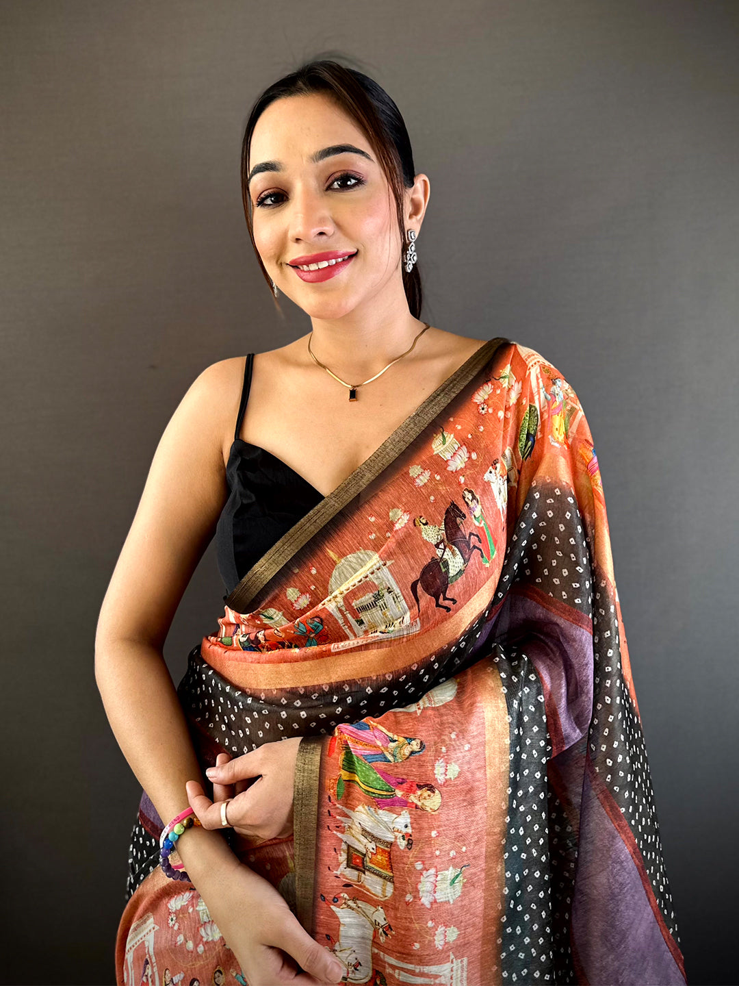Elegant Soft Chanderi Cotton Bandhej Print Saree