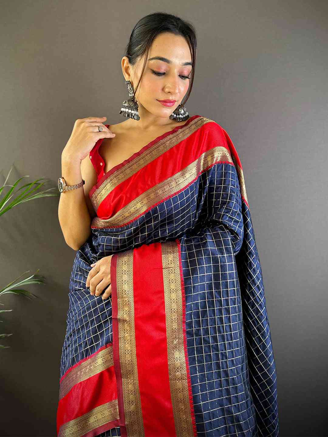 Navy Silk Woven Kanchi Banarasi Saree