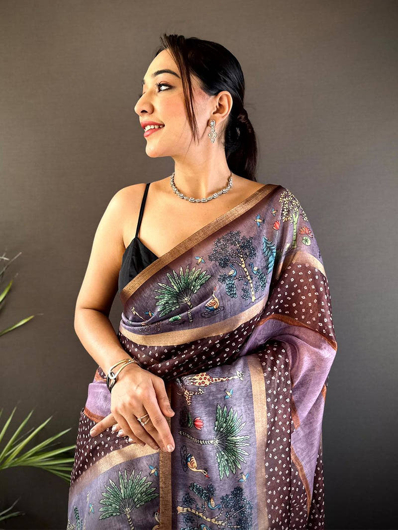 Exclusive Soft Chanderi Cotton Bandhej Print Saree