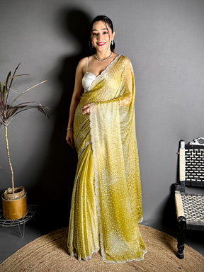 Stylish Chiffon Satin Silk Sequinne Saree
