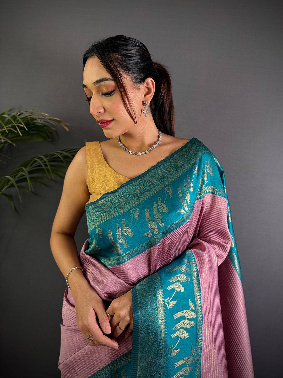 Pink Majesty Banarasi Katan Silk Saree
