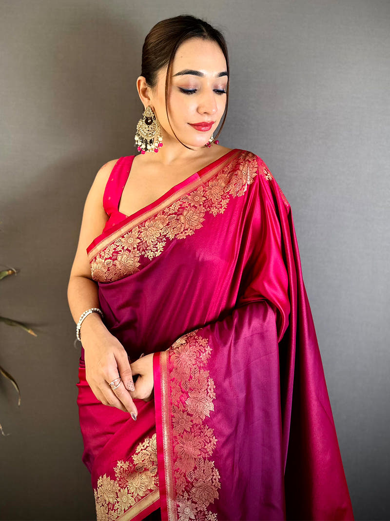 Vibrant Ombre Weaving Mashru Silk Saree