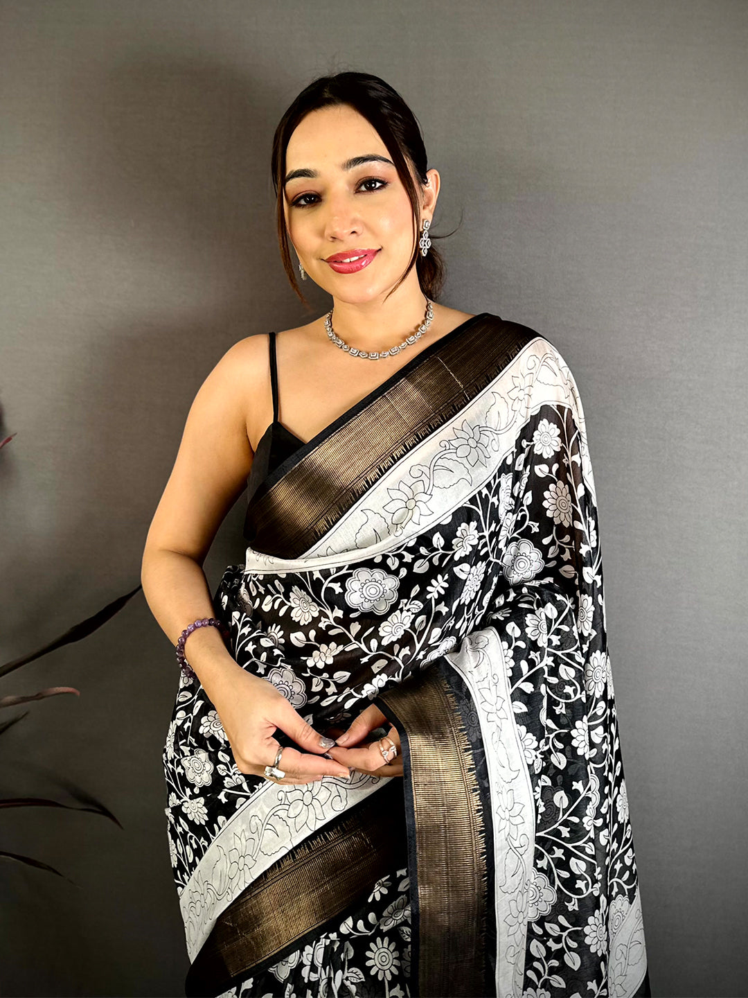 Classic Pen Kalamkari Dola Silk Saree