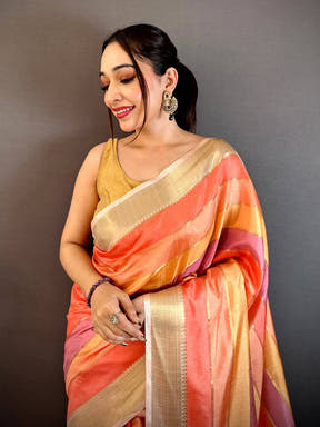 Royal Tussar Rainbow Digital Print Saree