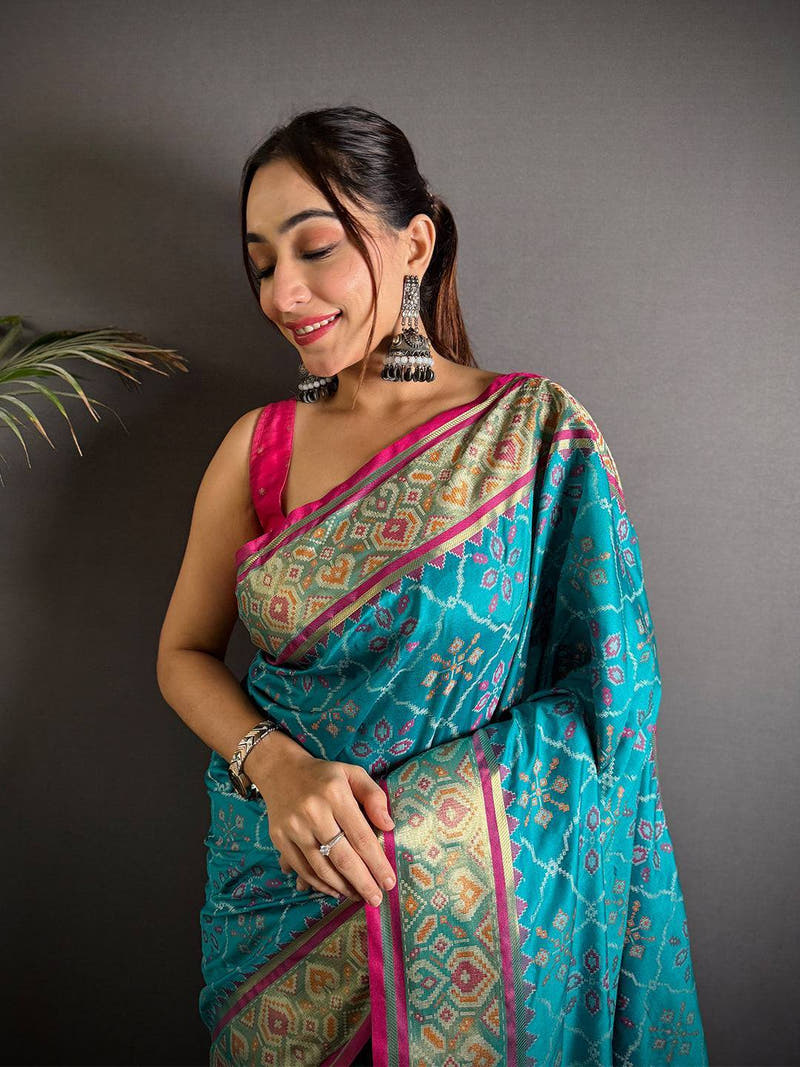 Vibrant Pochampally Patola Silk Saree

