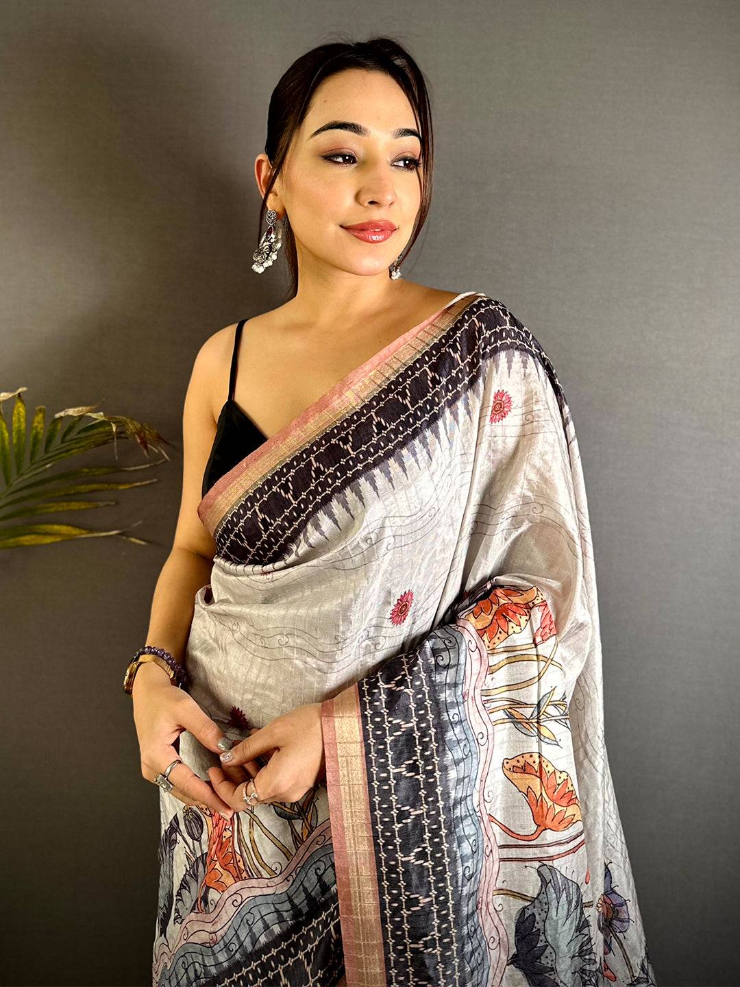 Heritage Slub Ghicha Ikkat Saree