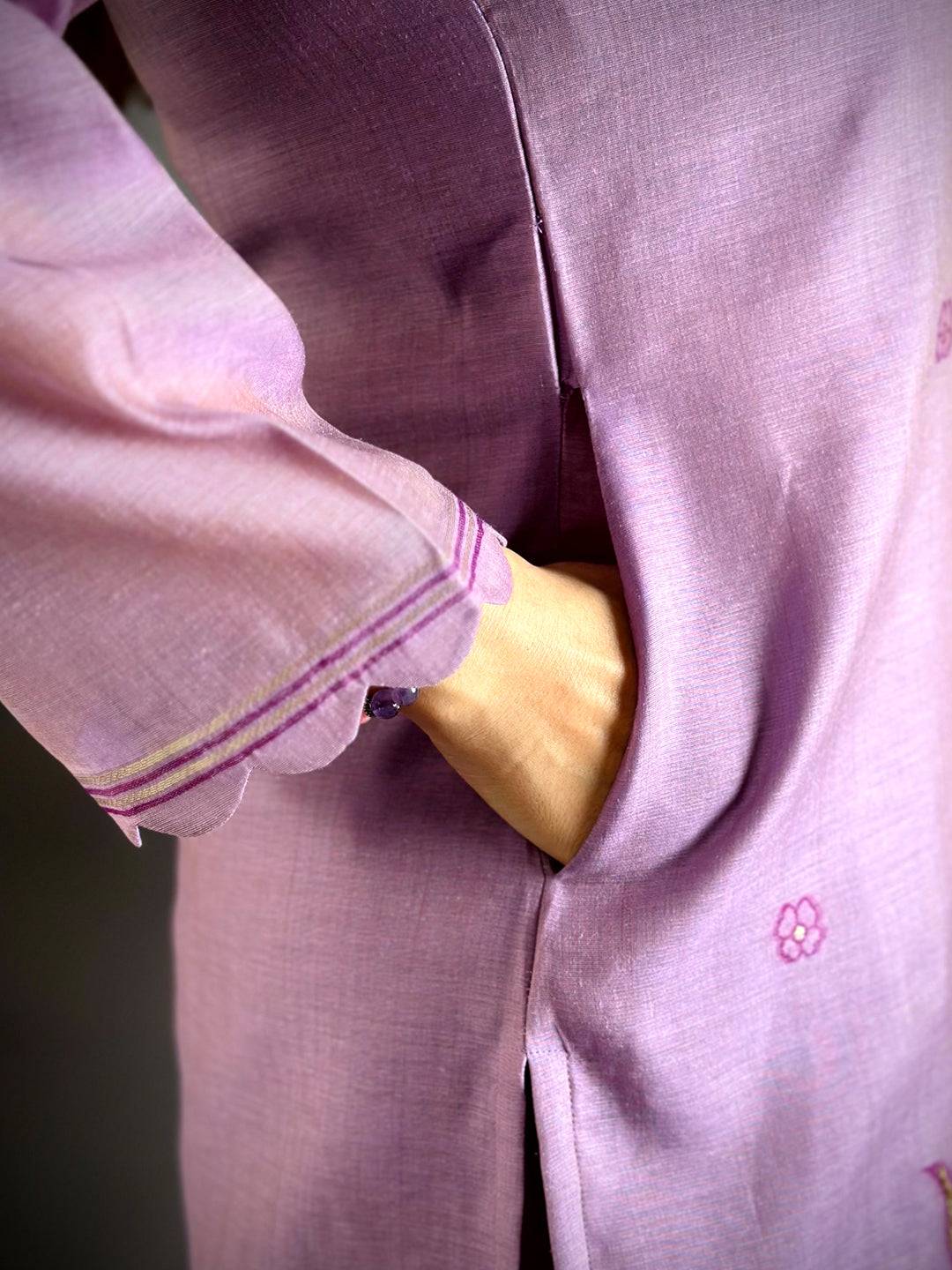 Lavender Hand Embroidered Suit Set