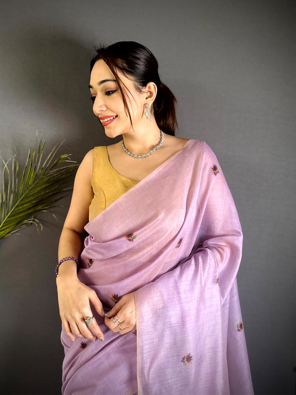 Lavender Ghicha Minakari Weave Saree