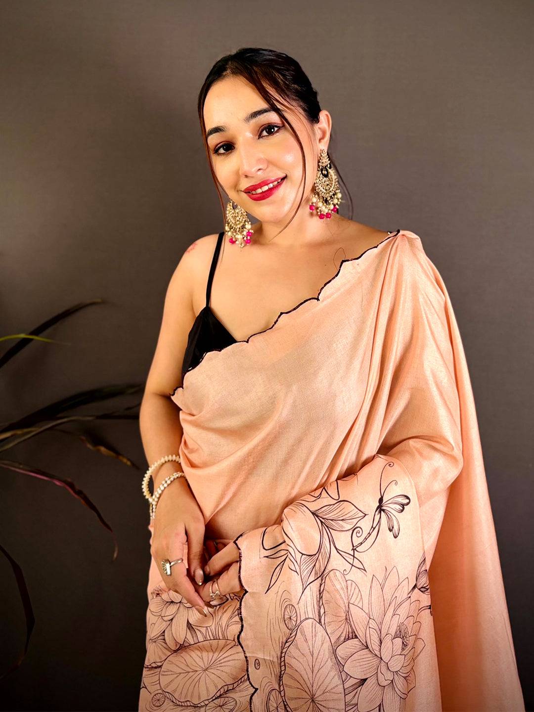Stylish Tussar Resham Embroidered Saree