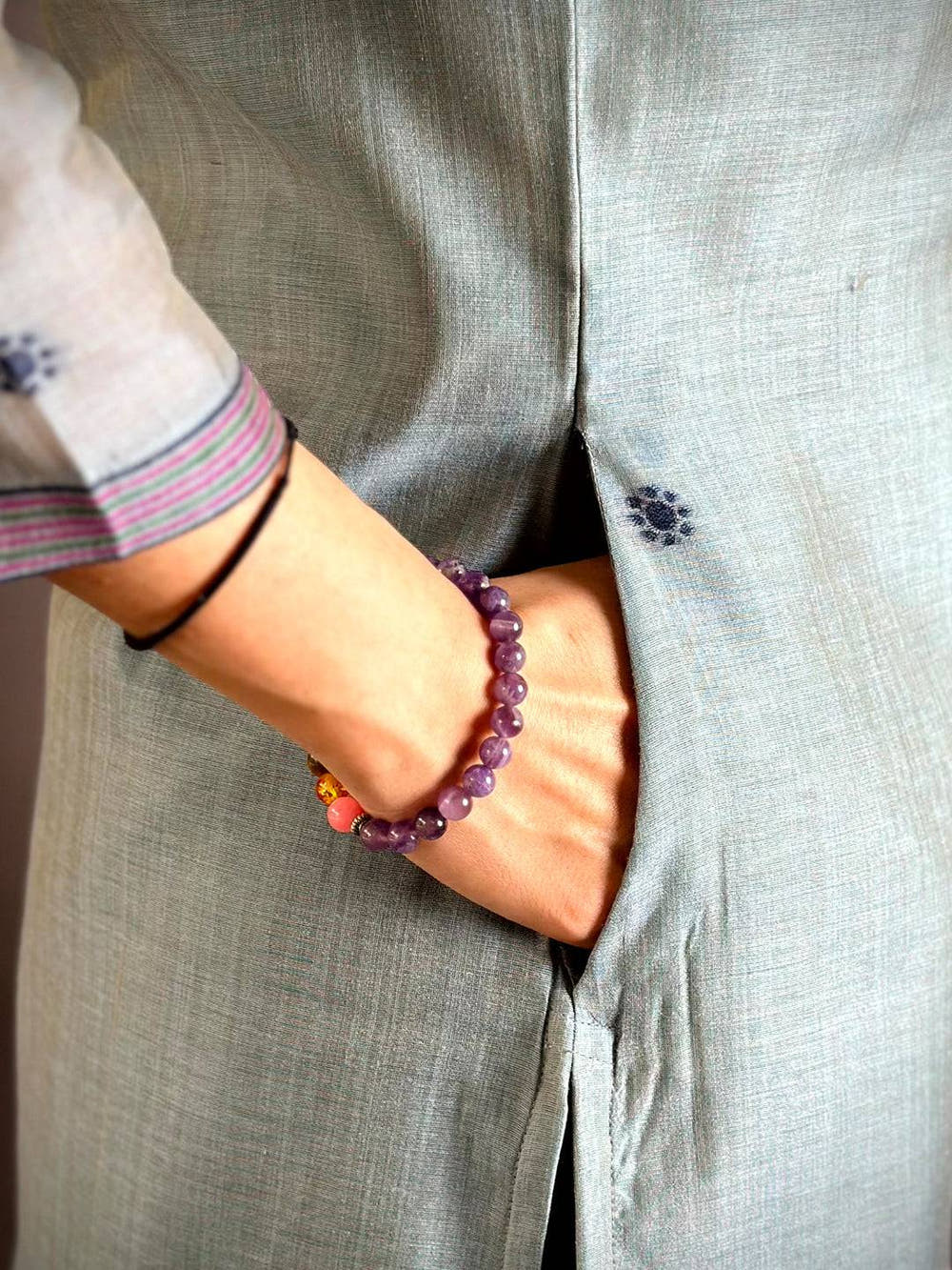 Royal Steel Blue Floral Suit Set