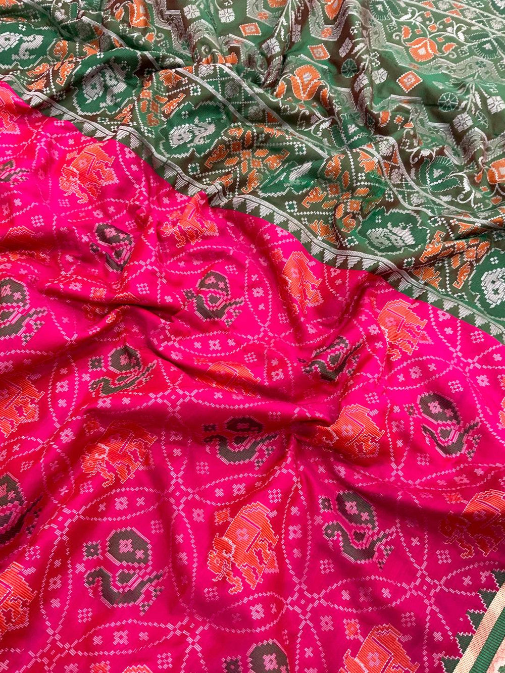 Elegant Pink Pochampally Patola Silk Saree
