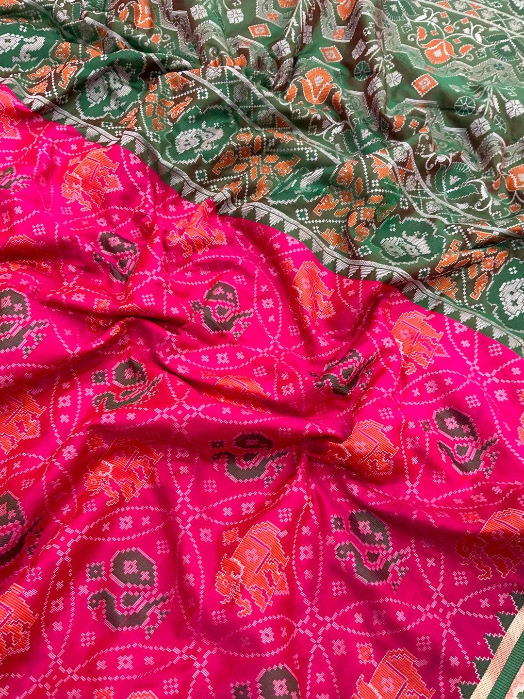 Elegant Pink Pochampally Patola Silk Saree