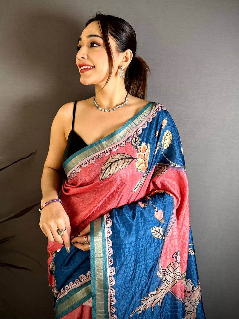 Artisan Tussar Ghicha Digital Art Saree