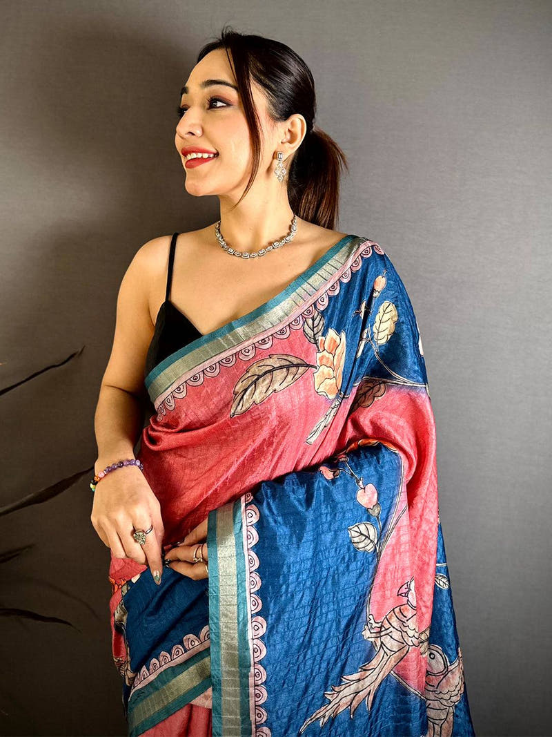 Artisan Tussar Ghicha Digital Art Saree