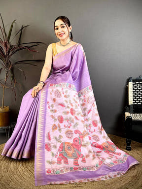 Opulent Lavender Kalamkari Pallu Saree

