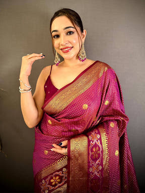Artisan Gold Zari Kanchi Silk Digital Pallu Saree