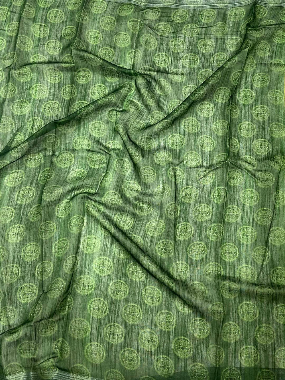 Olive Linen Kalamkari Printed Saree