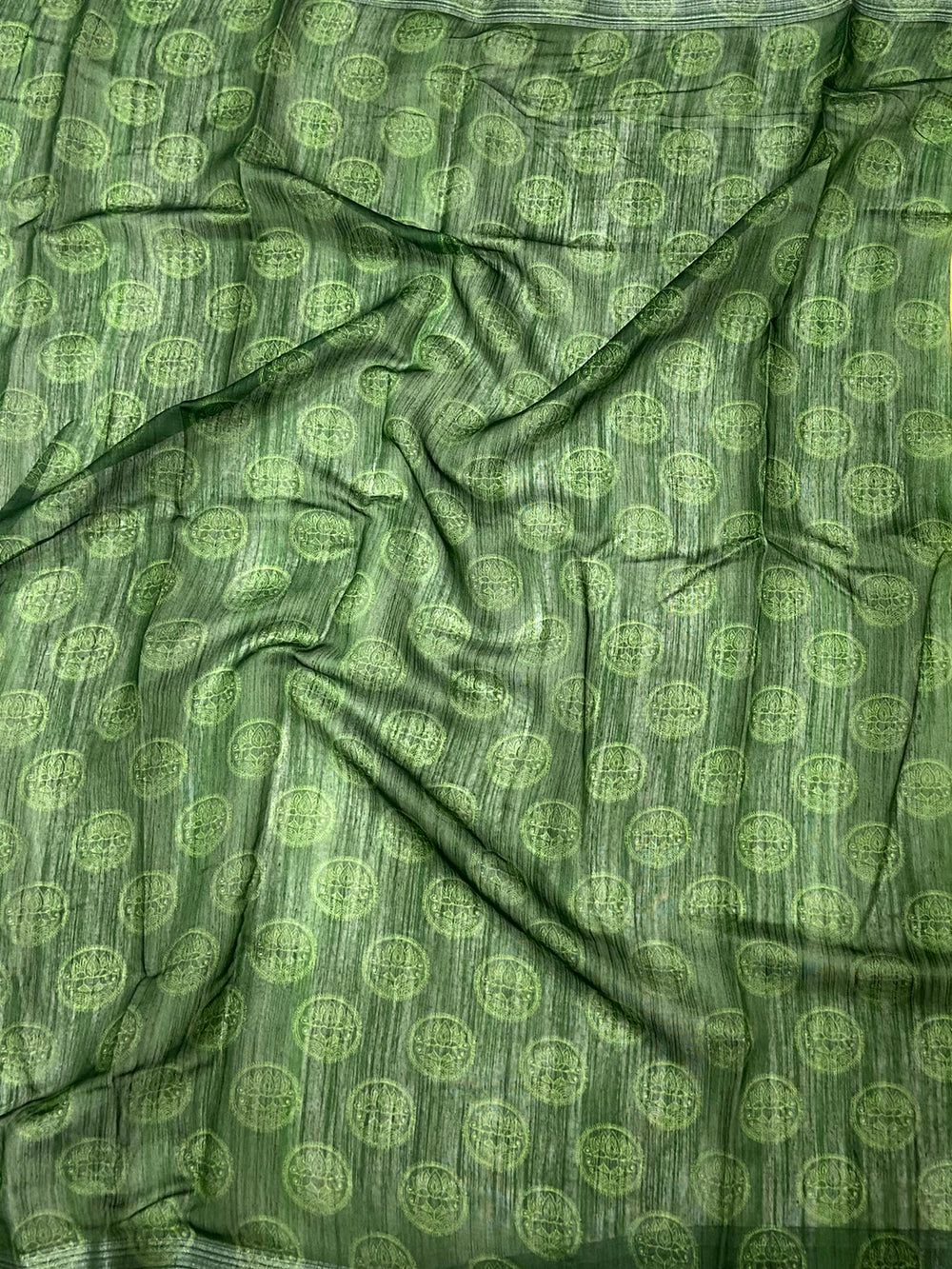 Olive Linen Kalamkari Printed Saree