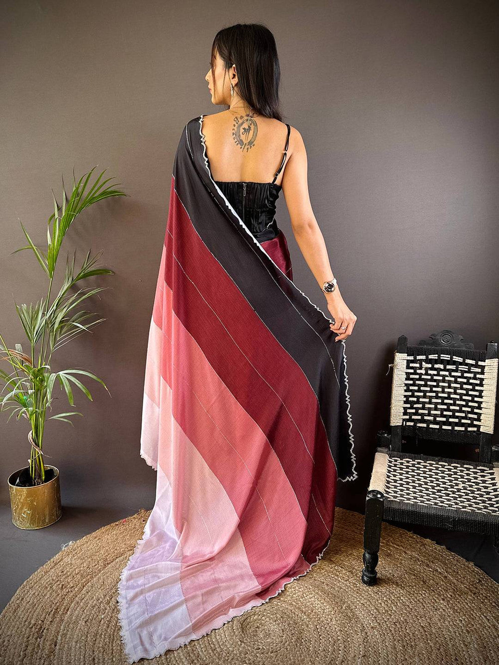 Celestial Glow Zarocan Chiffon Saree
