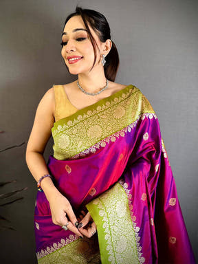 Regal Magenta Soft Silk Gadwal Saree