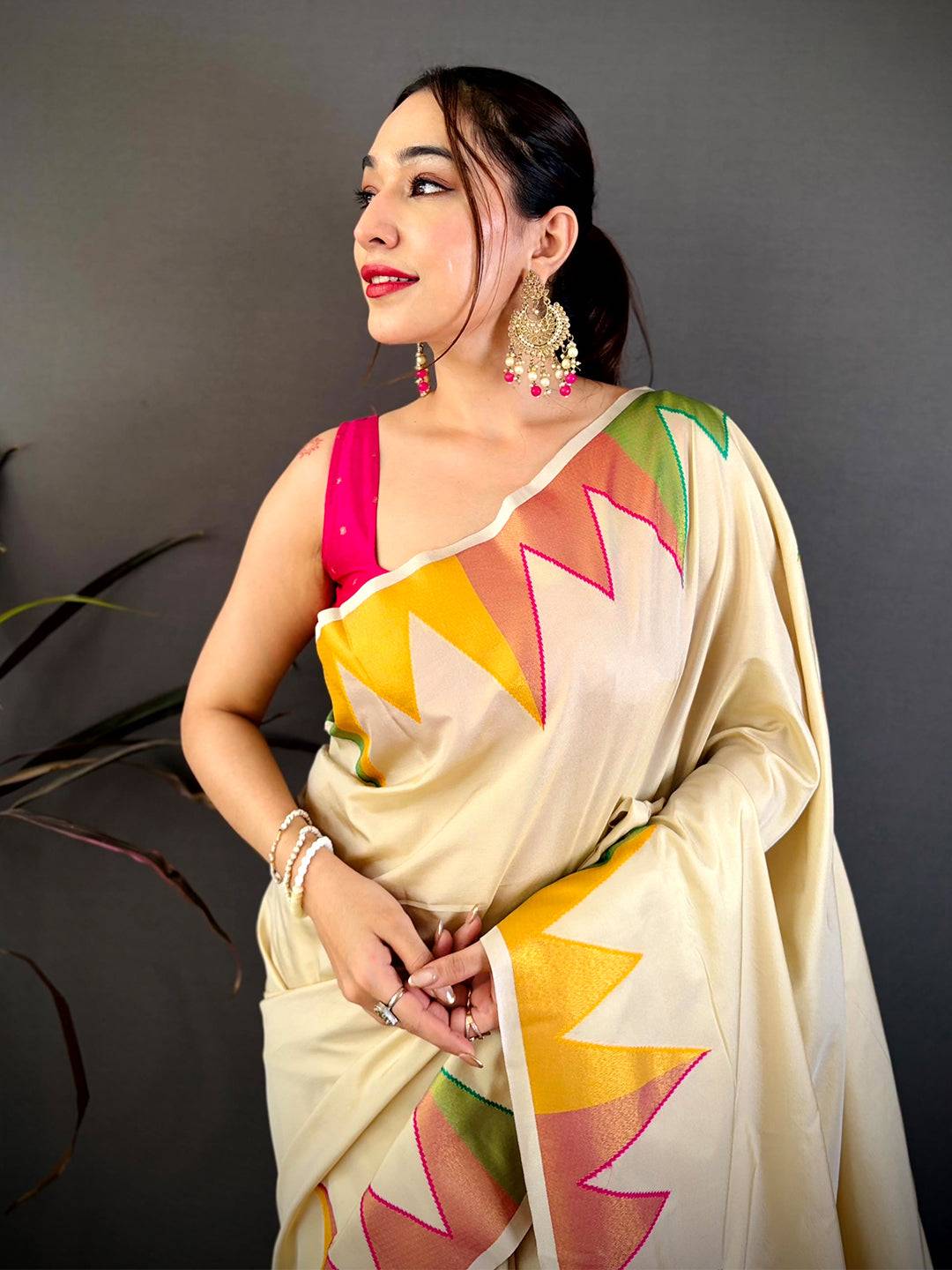 Chiku Soft Silk Regal Copper Zari Saree