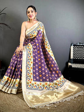 Exclusive Digital Ikkat Kanchi Silk Saree
