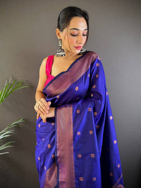 Amethyst Purple Copper Elegance Soft Silk Saree