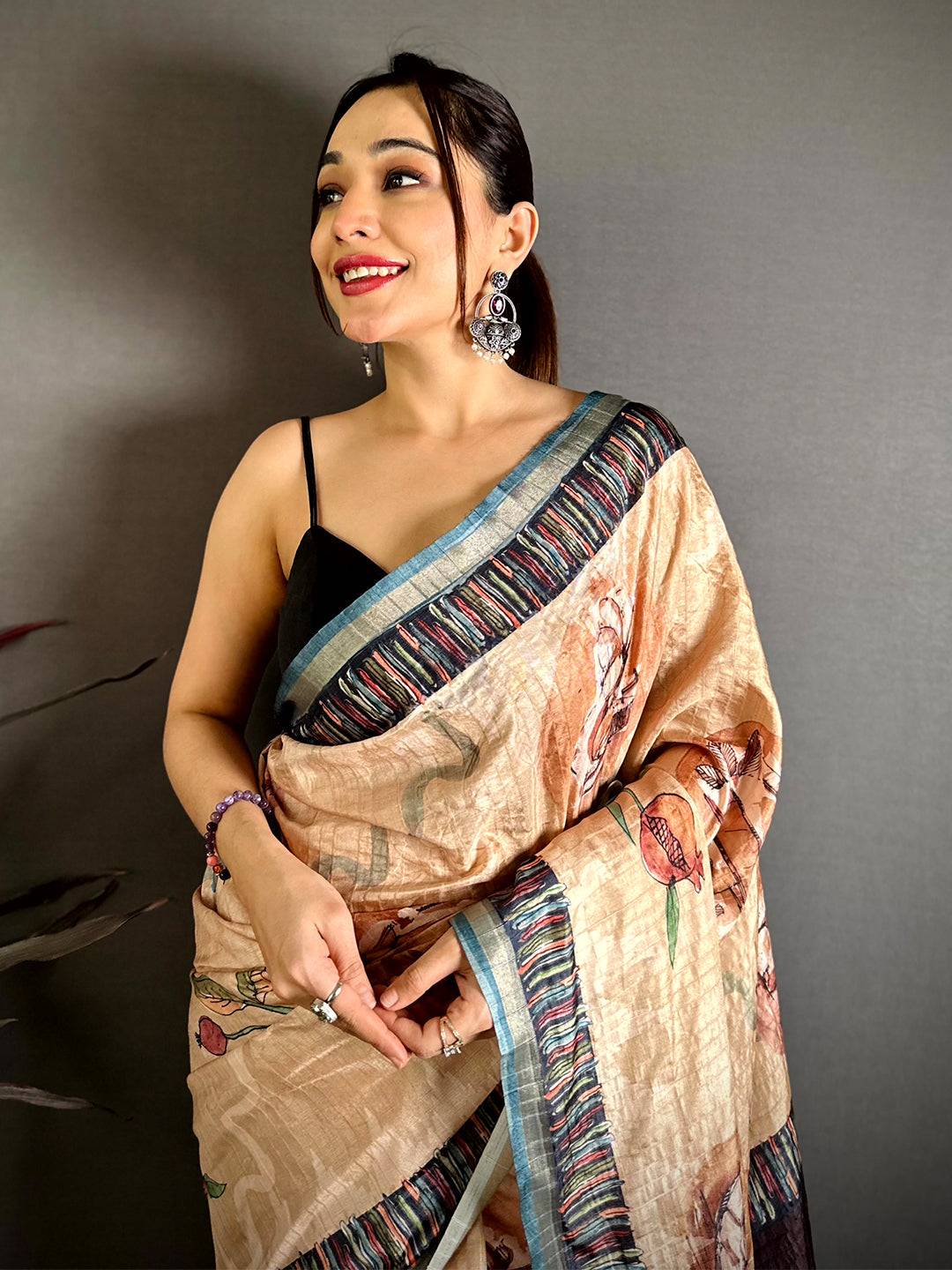 Radiant Soft Tussar Kalamkari Saree