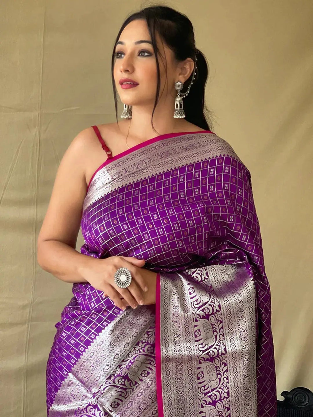  Traditional Purple Colour Banarasi Saree