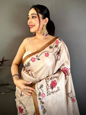 Regal Kalamkari Art Tussar Saree