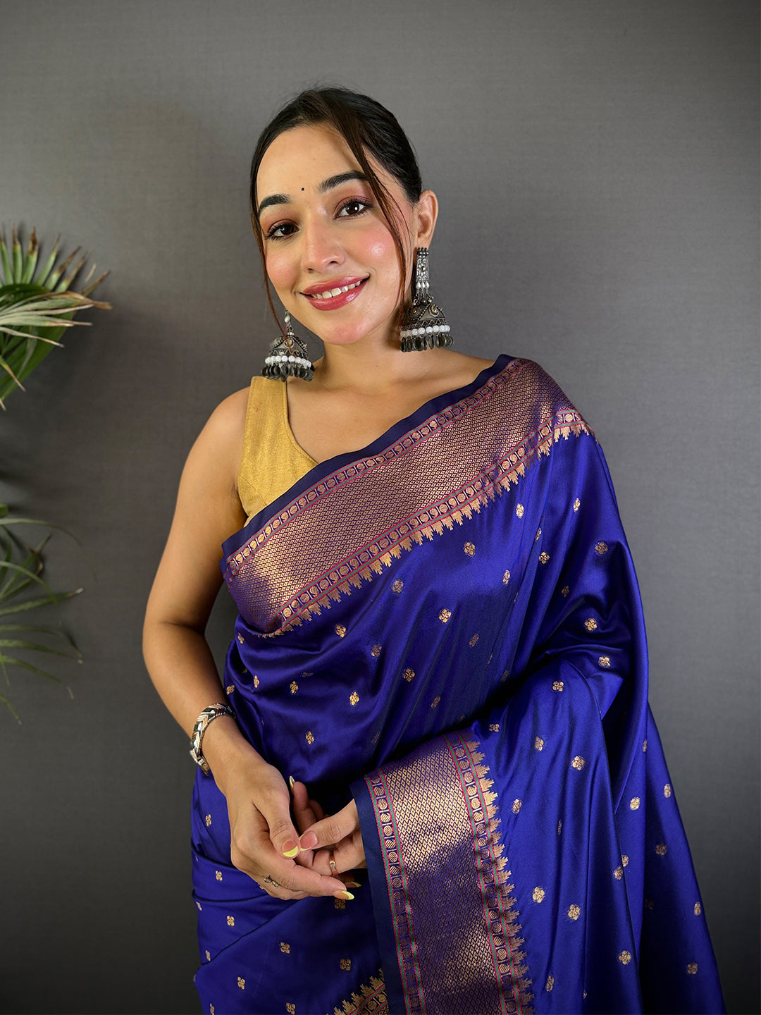 Purple Copper Zari Woven Soft Silk Paithani Saree