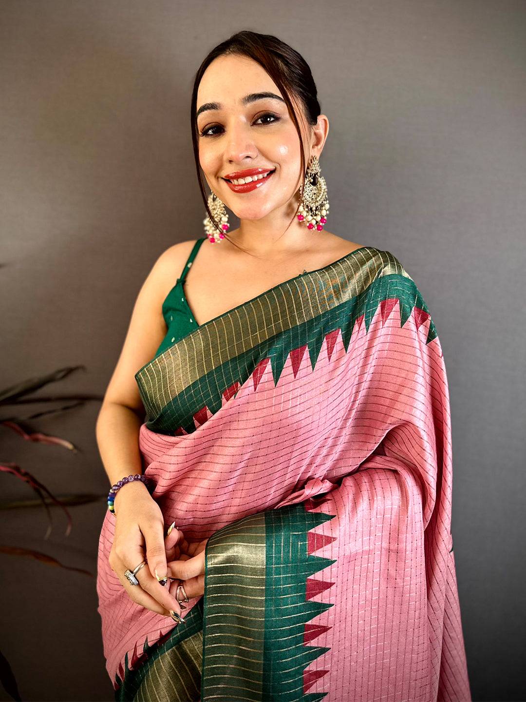Stylish Black Zari Checks Designer Saree