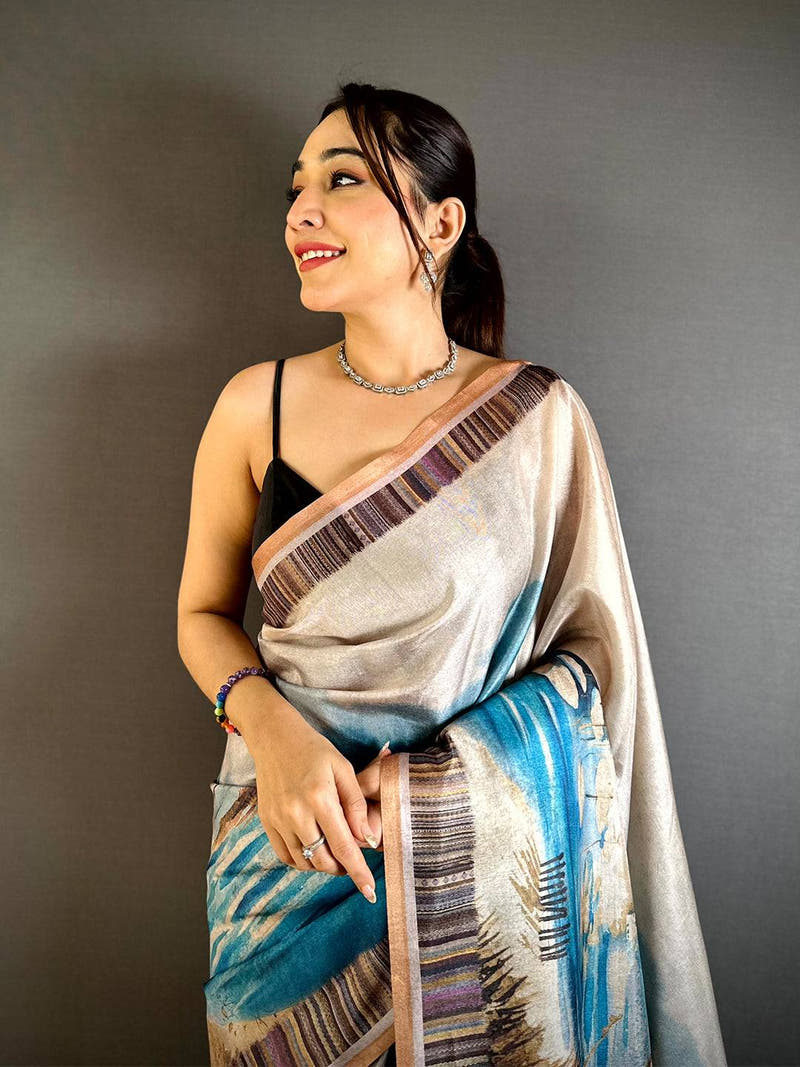 Royal Japanese Poster Tussar Saree
