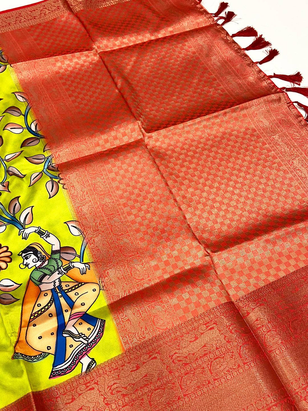 Majestic Green Kalamkari Digital Prints Saree